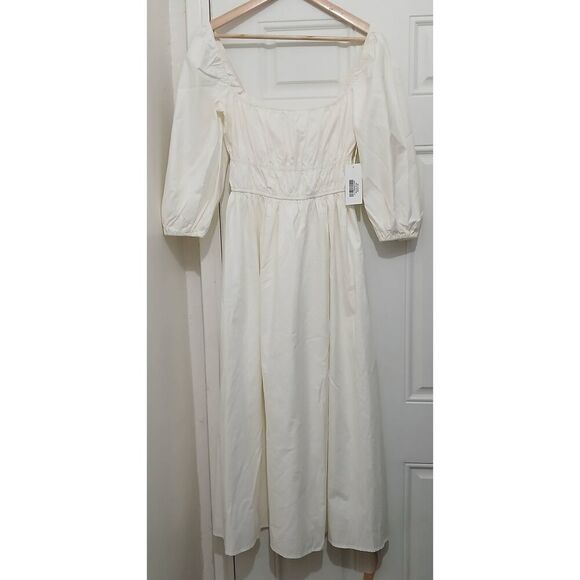 Reformation women small Bennie square neck long maxi ivory cream milk maid dress - Picture 7 of 11